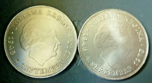 1973 Netherlands Queen Juliana (1943-4 Sept.) Authentic Silver 10 Guilder Coin  - Picture 1 of 2