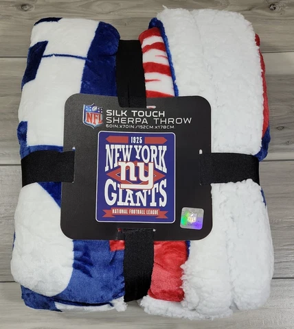 New York Giants NFL Throw Blanket 60 in X 70 in Silk Touch Sherpa Fleece NEW Cover