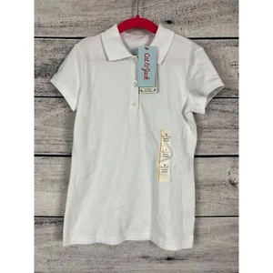 NWT Girls Cat & Jack White Short Sleeve Uniform Polo Shirt - Small (6/6X) - Picture 1 of 2
