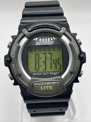 Reloj digital Nelsonic vintage para hombre correa de resina negra - batería nueva Foto 1 de 4