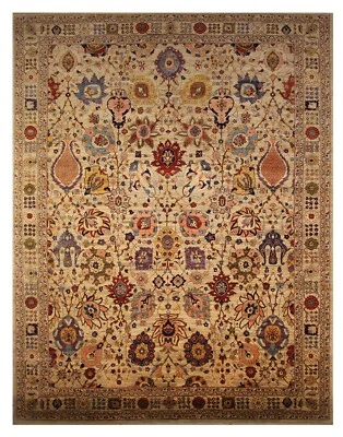 12x15 Beige Bidjar Afghan Hand Knotted Wool Transitional Oriental Rug - Image 1 of 4
