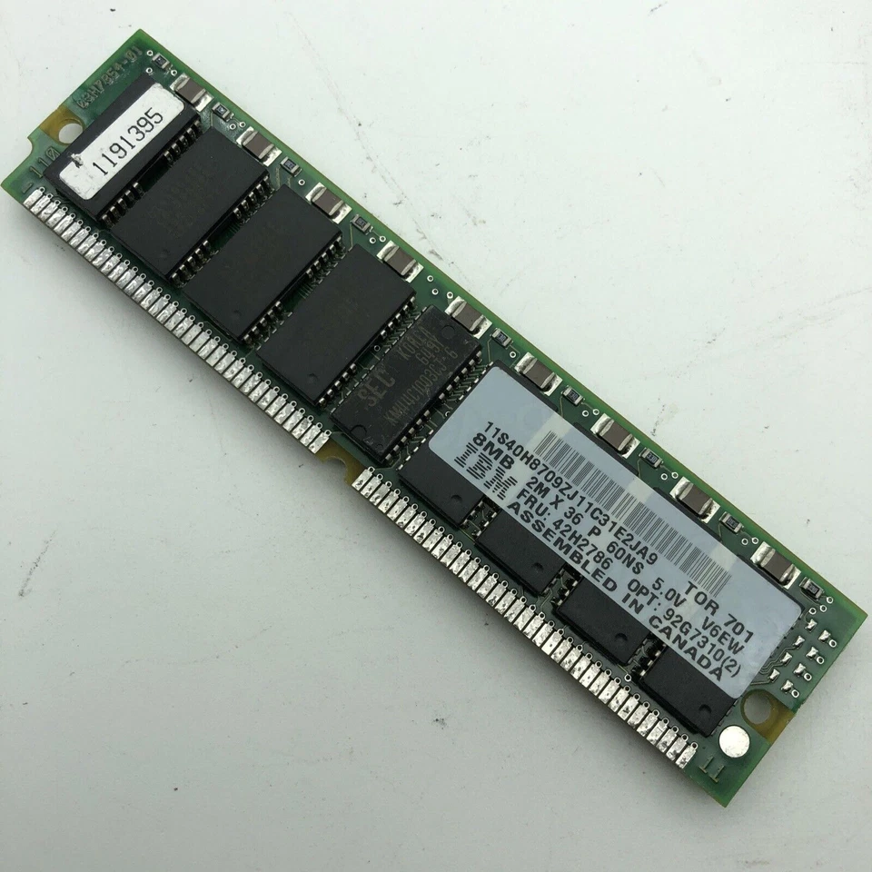 Memoria IBM 8MB FPM 70NS SIMM 72 PINES 2X36 FRU# 42H2786 92G7310 40H8709 Foto 1 de 1