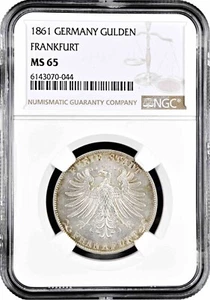 Frankfurt 1 gulden 1861, NGC MS65, "Free City of Frankfurt (1807 - 1866)" - Picture 1 of 2