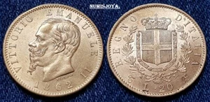 ITALIA Víctor Emmanuel II año 1862 T. 20 Liras Oro. Peso 6,45 gr. BONITA PIEZA. - Foto 1 di 3