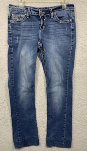 Pantalones de mezclilla Vigoss azules para mujer talla S8 Heritage calce ajustados corte bota con dobladillo elástico LEER - Imagen 1 de 12