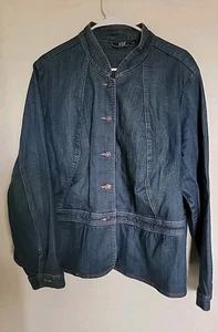 A.n.a Women's Blue Denim Jacket Long Sleeve Size 2X PRISTINE - Picture 1 of 3