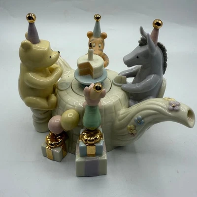 Lenox  Winnie The Pooh Birthday Celebration Teapot Disney 2001 Piglet Tigger - Image 1 of 4