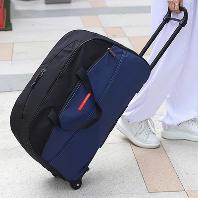 2 IN 1 Trolley Luggage Hand-Carry Duffel Bags Portable Nylon Travel Bag w/Wheels - Image 1 of 4