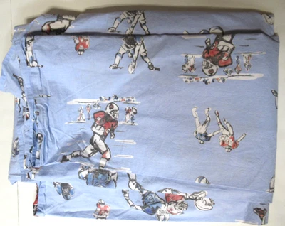 Sábana plana azul Pottery Barn Kids AUSTIN FOOTBALL algodón orgánico COMPLETO Foto 1 de 4