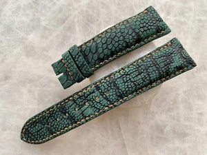 21 mm/18 mm grünes Straußenleder gepolstertes Uhrenarmband Band - Bild 1 von 1
