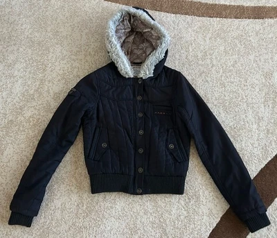 Billabong Girls Hood Jacket Coat Warm Lining Black/Brown Pre-owned - Image 1 of 4