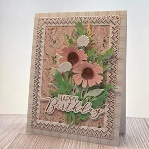 Handmade Greeting Card ocbrandy  happy birthday watercolor floral 3D - Picture 1 of 2