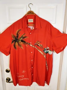 HAWAIIHEMDEN MARKE Herren 4XL Rot Tropical Weihnachten Shirt Kurzarm Viskose - Bild 1 von 7