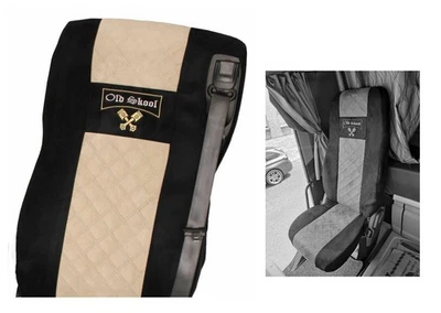 Sitzbezüge für Daf ab 2021 XF-new XG XG+, schwarz-beige, Old Skool klappbar - Bild 1 von 3