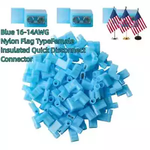 50PCS Fully Insulated 16-14AWG Wire Connectors Crimp Nylon Flag Spade Terminals - Picture 1 of 4