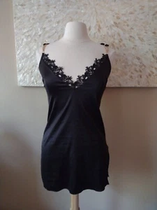 Roma Confidential Chain Link Satin Chemise Women's Size S Adjustable Strap Black - Picture 1 of 12