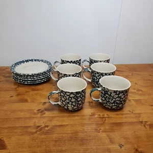 Folk Craft Moose Country by Tienshan Coffee Cup mug with saucer plate set of 6 - Picture 1 of 13
