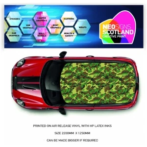 Avvolgimento tetto stampato per Mini o qualsiasi auto rilascio aria vinile CRW069 - Foto 1 di 1