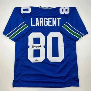 Facsimile Autographed Steve Largent Seattle Blue Reprint Jersey Size Men's XL - Picture 1 of 4