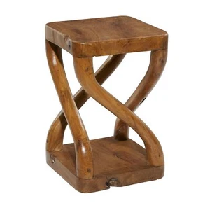 Deco 79 Teak Wood Handmade Side End Accent Table Live Edge End Table with Cur... - Picture 1 of 9