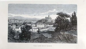 Stampa Antica 1875 = VILLA LANTE AL GIANICOLO = ROMA OTTOCENTESCA = Old Print - Picture 1 of 1