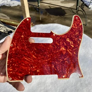 Tortoise/White Wide Bevel Pickguard for 8 Hole Telecaster w/ Relic Aged Edges - Picture 1 of 9