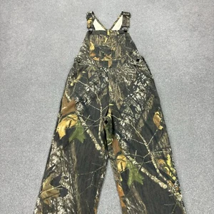 RealTree Dungarees Kids Large 26x30 Brown Bib Camo Canvas Hunting Overalls Youth - Picture 1 of 12