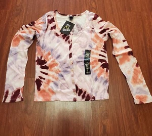 Art Class Girl’s Ribbed Button Down Long Sleeve Shirt Tie Dye NWT Large B56 - Picture 1 of 2