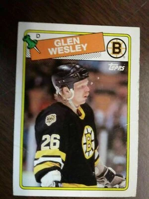 1988 Topps Glen Wesley Rookie Boston Bruins #166 Hockey Card RC Damaged - Image 1 of 4