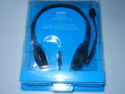 new no warranty Logitech H111 Black On the Ear Stereo Headset head set h 111 - Image 1 of 4