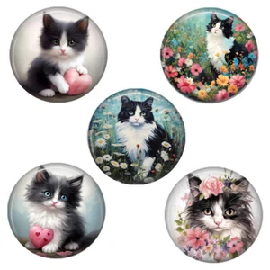 5er Set Smoking Katze Grafik Kunstdruck Kühlschrankmagnete je 1,25" Katze Mama Geschenk - Bild 1 von 1