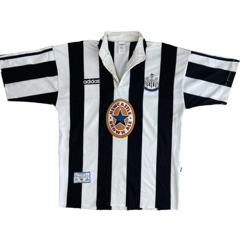 NEWCASTLE UNITED 1995 1996 97 HOME FOOTBALL SHIRT SOCCER JERSEY ADIDAS sz L MEN Cover
