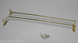 Barra de vidrio de vino de 16" enchapada en latón y percha de vástago debajo del mostrador - Imagen 1 de 3