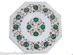 12" Marble Corner Table Top Malachite Multi Stone Home Decor - Picture 1 of 5