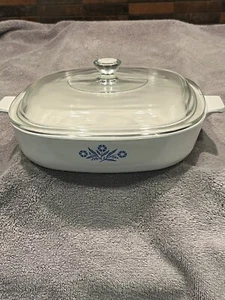 Vintage Corning Blue Cornflower Casserole Dish w Glass Lid P-9-B - Picture 1 of 9
