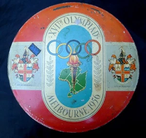 PHOENIX BISCUIT TIN LID A SOUVENIR OF THE 1956 OLYMPIC GAMES MELBOURNE AUSTRALIA - Picture 1 of 3
