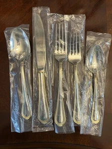 Mikasa 5 Piece Place Set Setting Regent Bead Gold 18/10 Stainless Steel Glossy - Picture 1 of 4