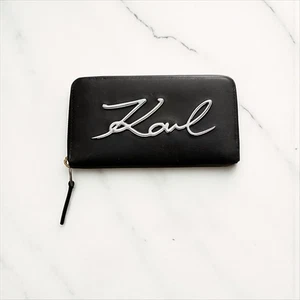 Karl Lagerfeld Damen-Clutch Geldbörse kursives Logo umlaufender Reißverschluss 148 $ - Bild 1 von 6