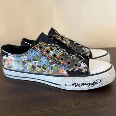 Ed Hardy Skulls Snake Eye Lace-less Slip On Sneakers Size 6 - Image 1 of 4