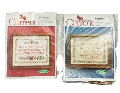 1983 CURRENT INC COUNTED CROSS STITCH SAMPLER LOT OF 2 NEW OLD STOCK - Image 1 of 4