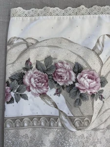 Jessica McClintock King Floral Flaches Laken Elfenbein Rosa Rosen Vintage Spitze - Bild 1 von 6