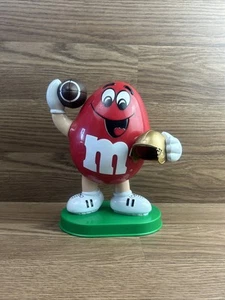 Vintage M&M's Red Peanut Football Player Candy Dispenser Gold Helmet 90s - Picture 1 of 8