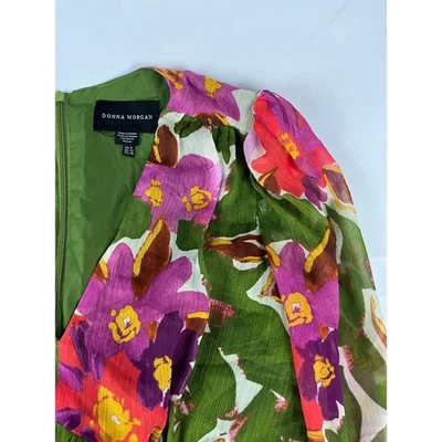 Vestido para mujer Donna Morgan floral en capas EE. UU. 8 manga larga verde rosa púrpura Foto 1 de 4