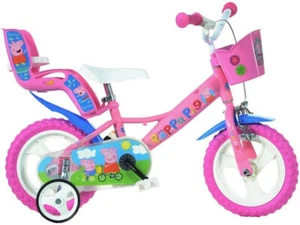 Dino Peppa Pig Pink Girls Bike with Doll Carrier - 12in MAG Wheels - Picture 1 of 1