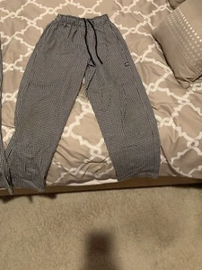 Chef Works Chef Pants Adult Small Black & White Check Elastic Waist 3 Pockets - Picture 1 of 1