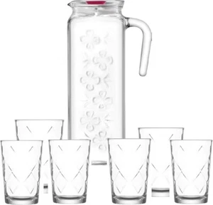 Clear Drinking Glasses Glass Set of 6 and 1 Water Juice Glass Jug - LINS1 - Picture 1 of 3