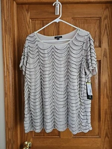 Camisa Notations Mujer 1x Diseño Volantes Transparentes... Beige y negro! Cortina de pestañas - Imagen 1 de 3