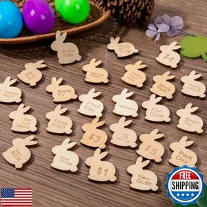 Easter Egg Tokens 24Pcs, Wooden Easter Reward Tokens Coins with 24 Different - Picture 1 of 5