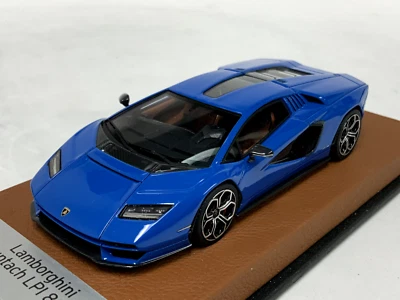 1/43 Looksmart Lamborghini Countach LP 800-4 En Bleu Sur Base En Cuir LS529H - Photo 1/4