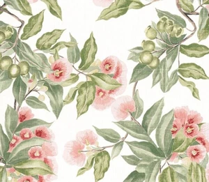 ANNA FRENCH CURTAIN FABRIC DESIGN Camellia Garden 2.3 MTRS CORAL 100% LINEN - Picture 1 of 13